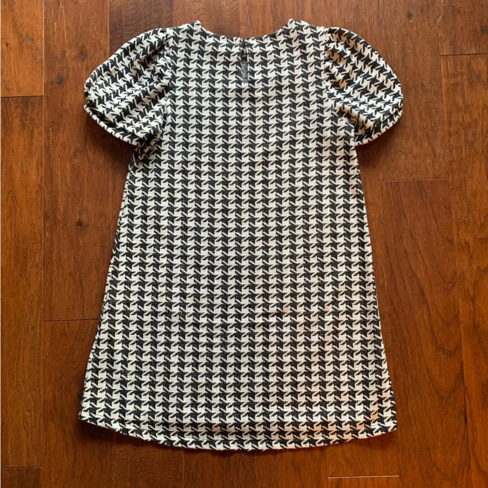 ZARA Kids Metallic Houndstooth Bubble Sleeve Dress | Size 13/14